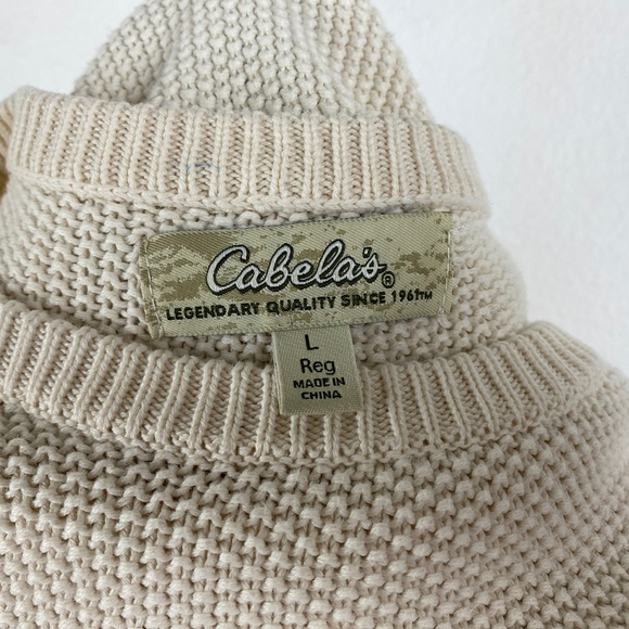 Cabela’s Women’s Size L Cream Perl Knit Embroidered Sweater Pullover Log Cabin - Picture 8 of 8